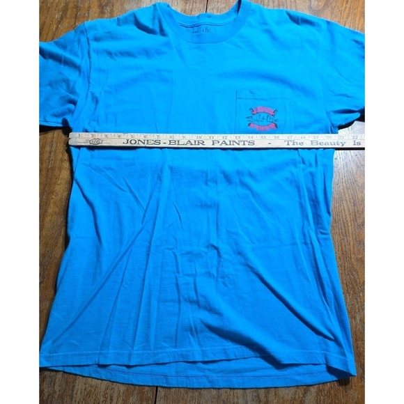 SALT LIFE Men's Blue Short Sleeve T-Shirt‎ Large Y2K Double Sided Front Pocket - Picture 3 of 7